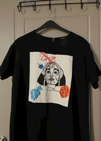 Sokak Stili Siyah Desenli Hamile Elbisesi - Görsel 2