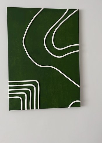 Soyut Yeşil ve Beyaz Tablo Seti - Görsel 3