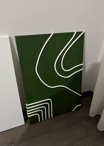 Soyut Yeşil ve Beyaz Tablo Seti - Görsel 4