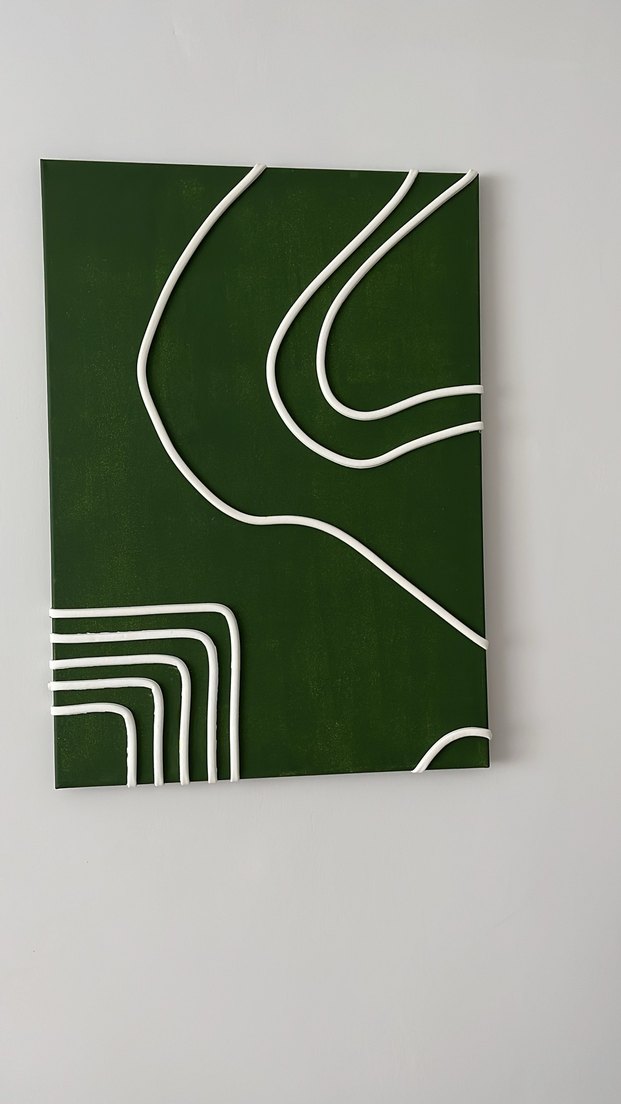Soyut Yeşil ve Beyaz Tablo Seti - Görsel 3