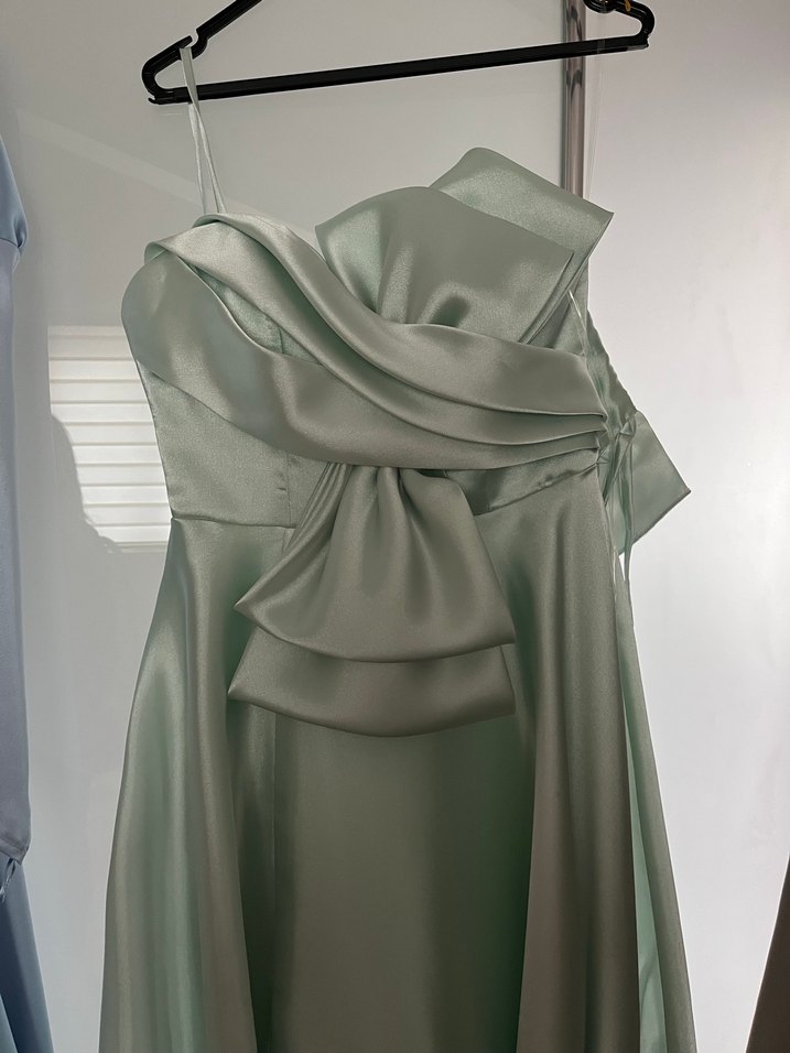 Mavi Drapeli Uzun Straplez Abiye Elbise - Görsel 2