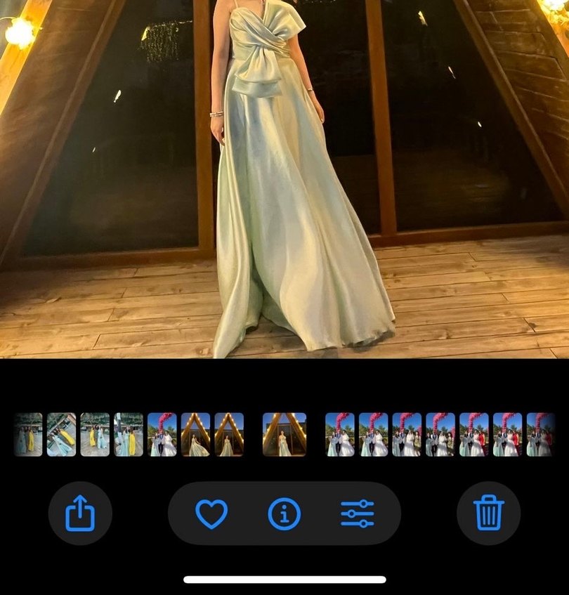 Mavi Drapeli Uzun Straplez Abiye Elbise - Görsel 5