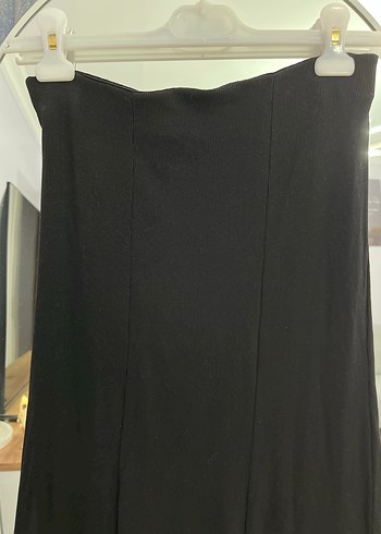 Kadın Siyah Uzun Triko Dökümlü Etek - Görsel 2