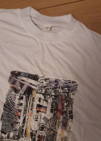 XL Beyaz Pamuklu Baskılı Erkek Tişört - Görsel 2