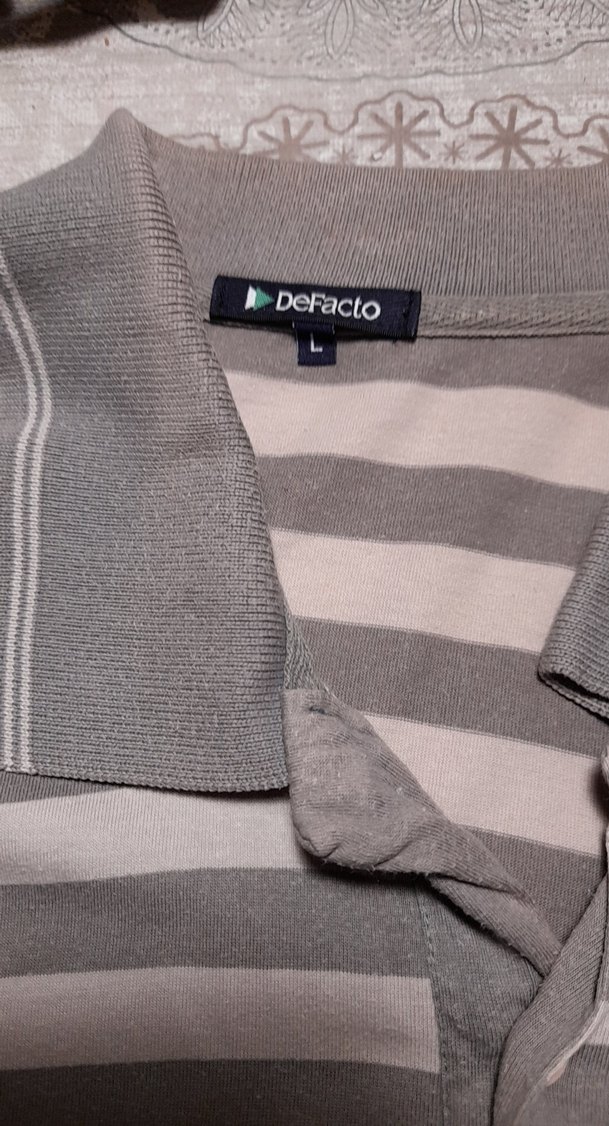 Erkek Kahverengi Çizgili L Beden  Polo Tişört - Görsel 3