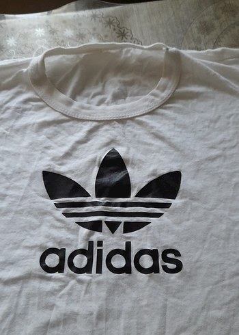 Beyaz Adidas Baskılı Erkek Penye Tişört - Görsel 2