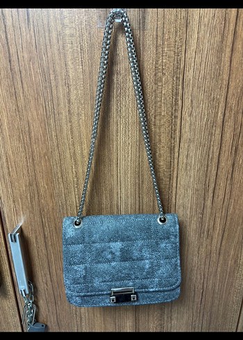 Gri Süet Tokalı Kadın Çanta - Görsel 2