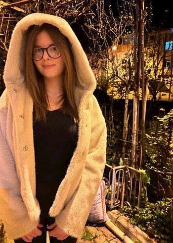 Bej Kapüşonlu kışlık ceket - Görsel 6