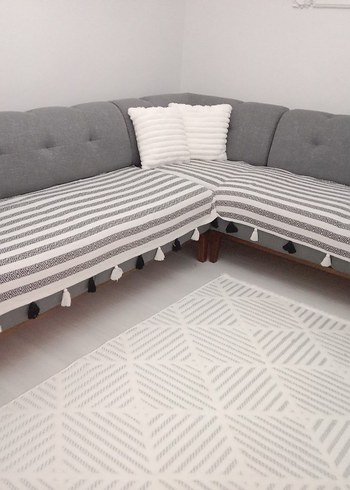 1 adet ponponlu çekyat örtüsü - Görsel 2