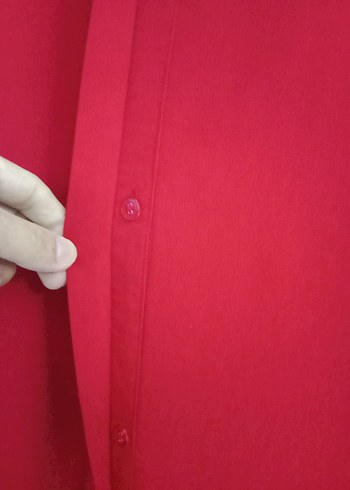 Kırmızı Uzun Keten Elbise Fırfırlı - Görsel 4