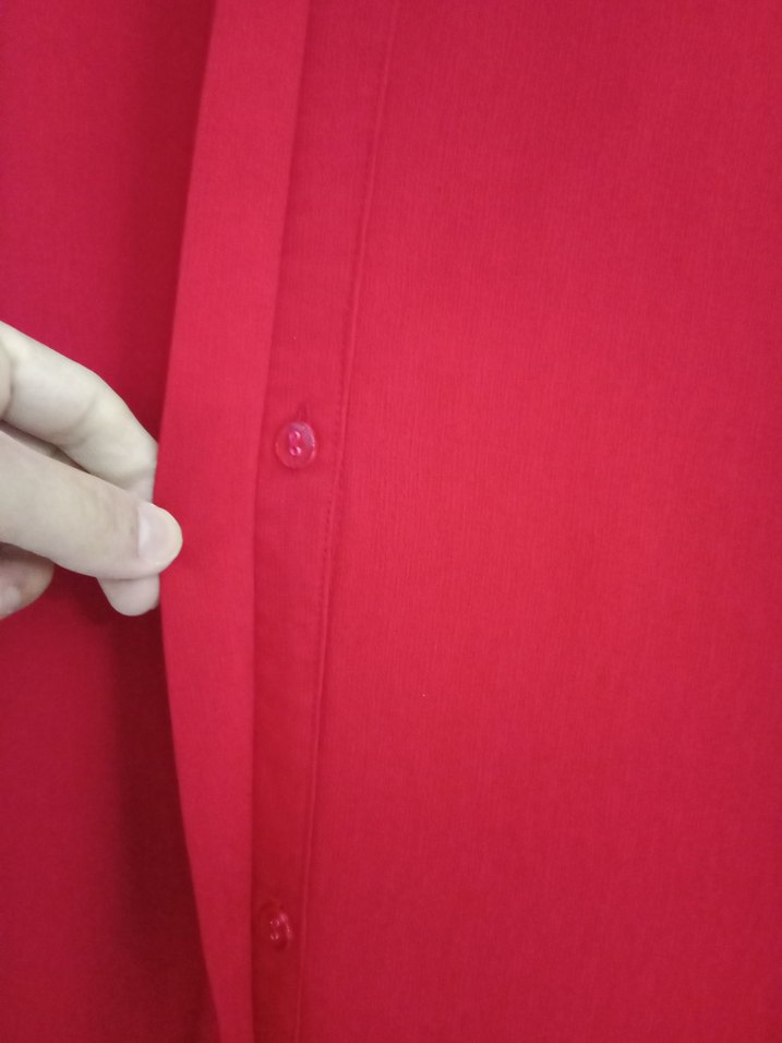 Kırmızı Uzun Keten Elbise Fırfırlı - Görsel 4