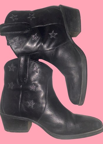Nine West Siyah Deri Kovboy Kadın Bot