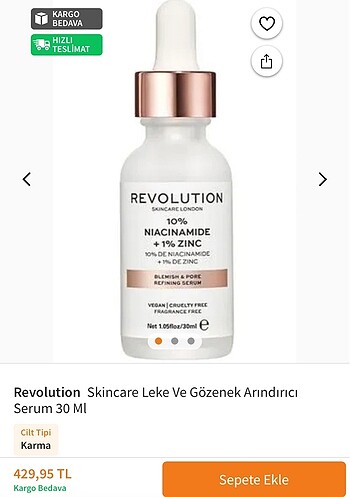 Leke ve gözenek arındırıcı serum