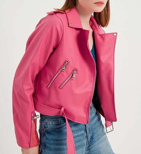 Pembe deri ceket