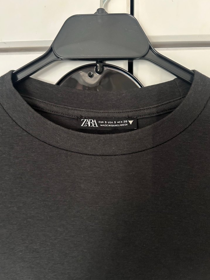 Gri Uzun Kollu Crop Top - Görsel 2