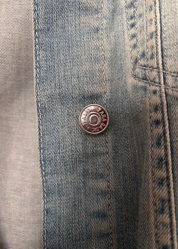 Düğmeli Gri Kadın Denim Ceket - Görsel 2