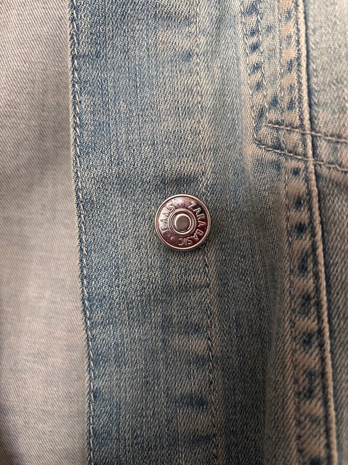 Düğmeli Gri Kadın Denim Ceket - Görsel 2