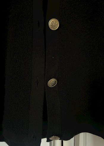 Düğmeli Siyah Kadın Yün Hırka - Görsel 2