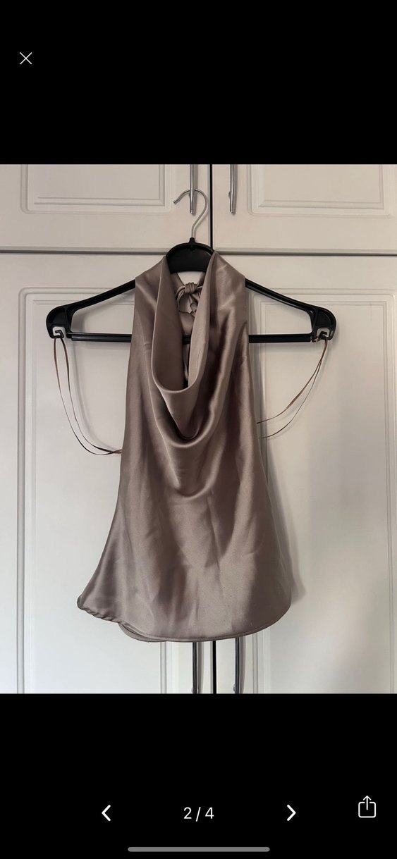 Zara Bej Kadın Drapeli Saten üst - Görsel 2