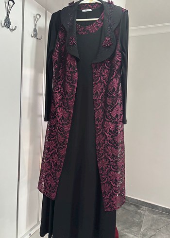 Diğer Bordo Drapeli Gotik Uzun Elbise
