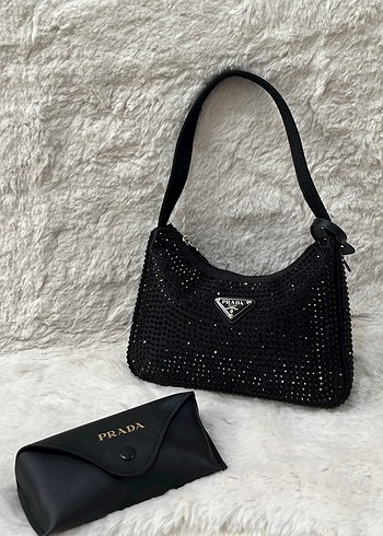 Beden Parlak Siyah Kadın Prada Çanta