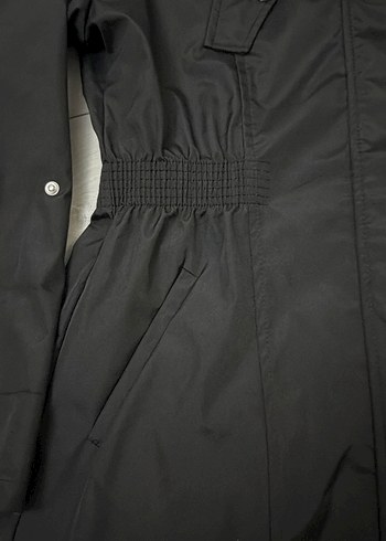 Fermuarlı ve Çıtçıtlı Siyah Kadın yağmurluk - Görsel 2