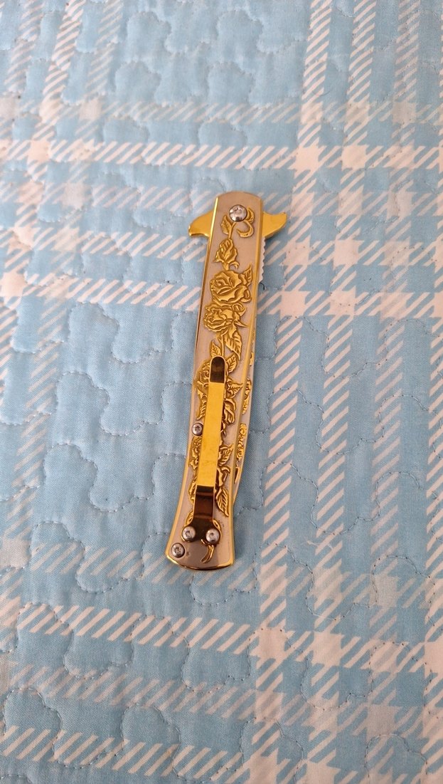 Altın Renkli İşlemeli Katlanır Bıçak - Görsel 2