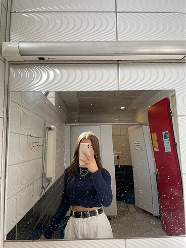 xs Beden addax lacivert uzun kollu crop