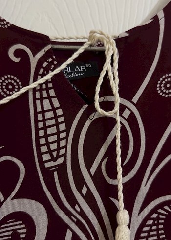 Bordo Nakışlı Uzun Bohem Elbise - Görsel 2