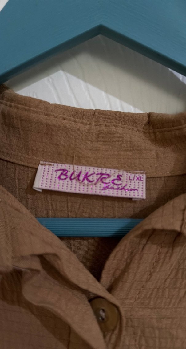 Kadın Bej Uzun Keten Elbise - Görsel 2