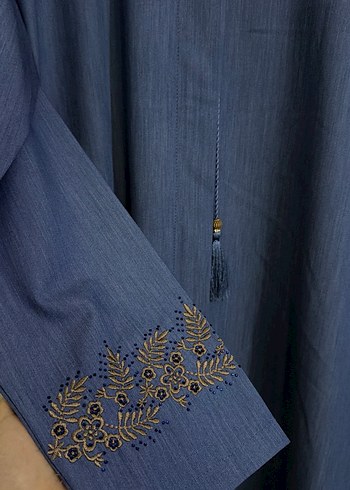 Bohem Tarzı Uzun Kot Elbise - Görsel 3