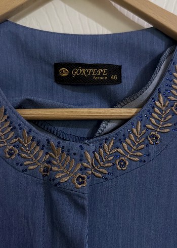 Bohem Tarzı Uzun Kot Elbise - Görsel 2