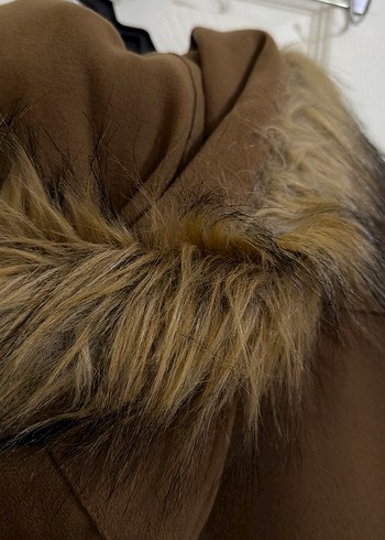 Kürklü Bej Uzun Kadın Kaban - Görsel 4