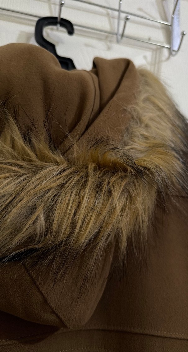 Kürklü Bej Uzun Kadın Kaban - Görsel 4