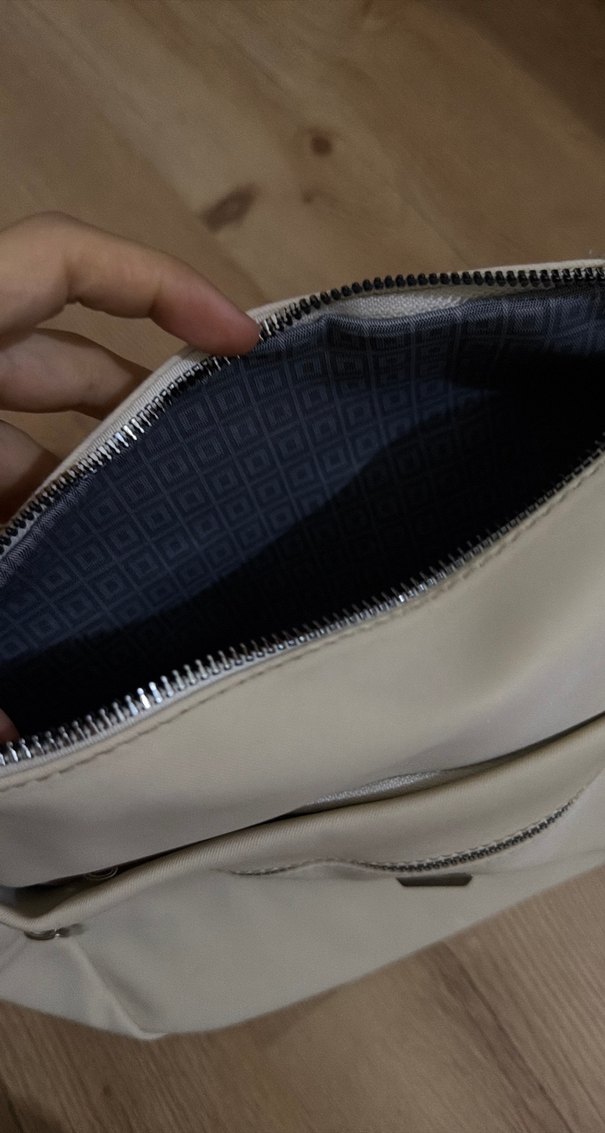 Bej Fermuarlı Kadın Omuz Çantası - Görsel 2