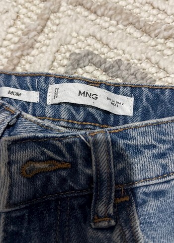 Düğmeli Mavi Midi Denim Kadın Jean - Görsel 3