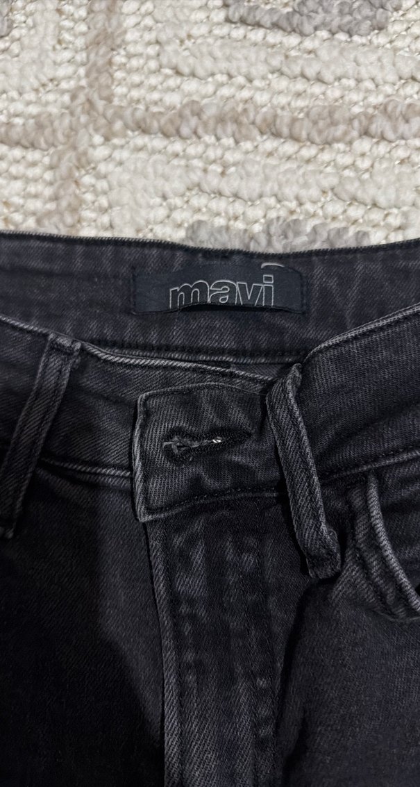 Siyah Orta Boy Kadın Denim Pantolon - Görsel 3