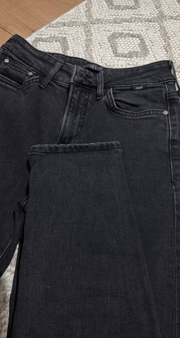 Siyah Orta Boy Kadın Denim Pantolon - Görsel 2