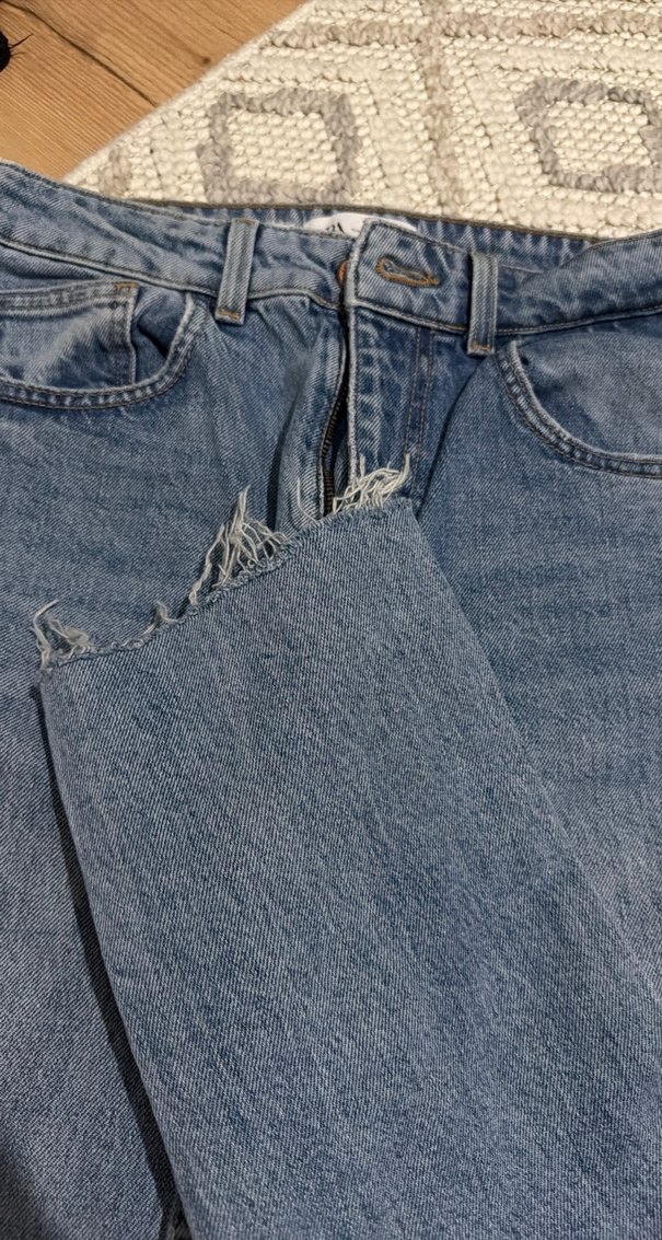 Düğmeli Mavi Kadın Denim Pantolon - Görsel 2