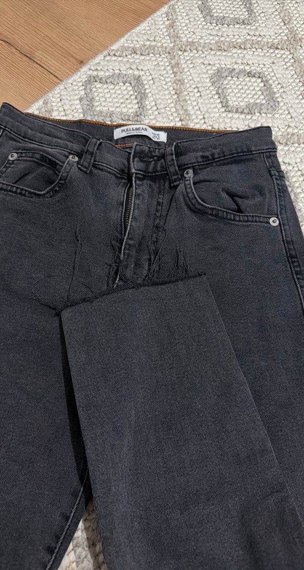 Gri Regular Fit Kadın Midi Boy Kot Pantolon - Görsel 2