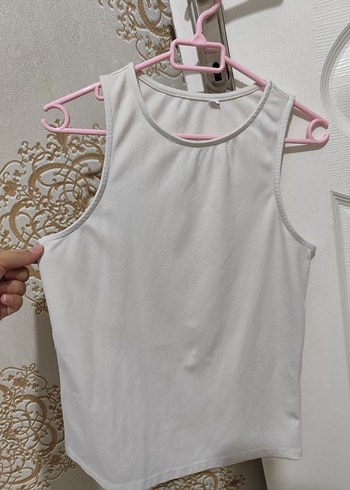 Zara Beyaz Yüksek Yakalı Kolsuz Mini Atlet