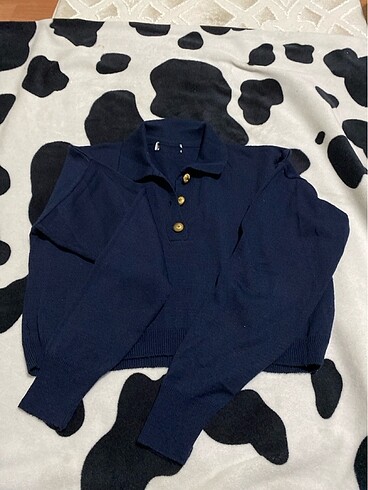 lacivert crop kazak