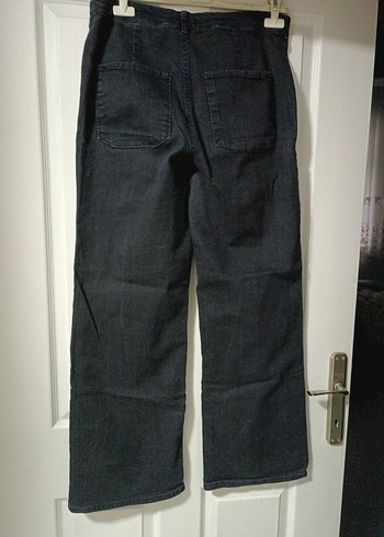 Gri Bol Kesim Midi Denim Kadın Pantolon