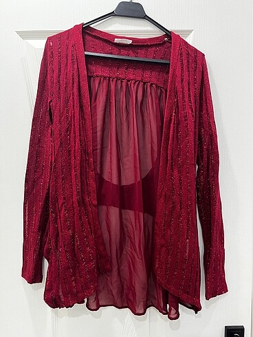 Bordo tüllü ceket tunik