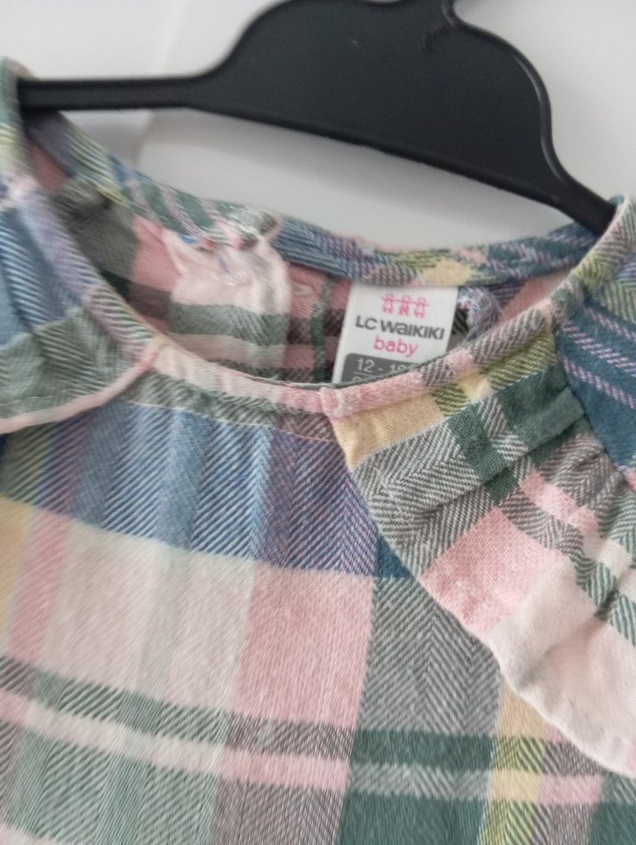 Uzun Kollu Fırfırlı Çok Renkli Kız Elbisesi - Görsel 2