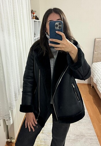 m Beden Stradivarius Yumuşak suni kürklü çift yüzlü biker ceket