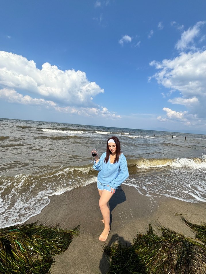 Mavi V Yaka Pamuklu Mini Takım - Görsel 3