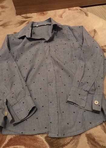 Erkek Çocuk Gri Uzun Kollu Denim Gömlek