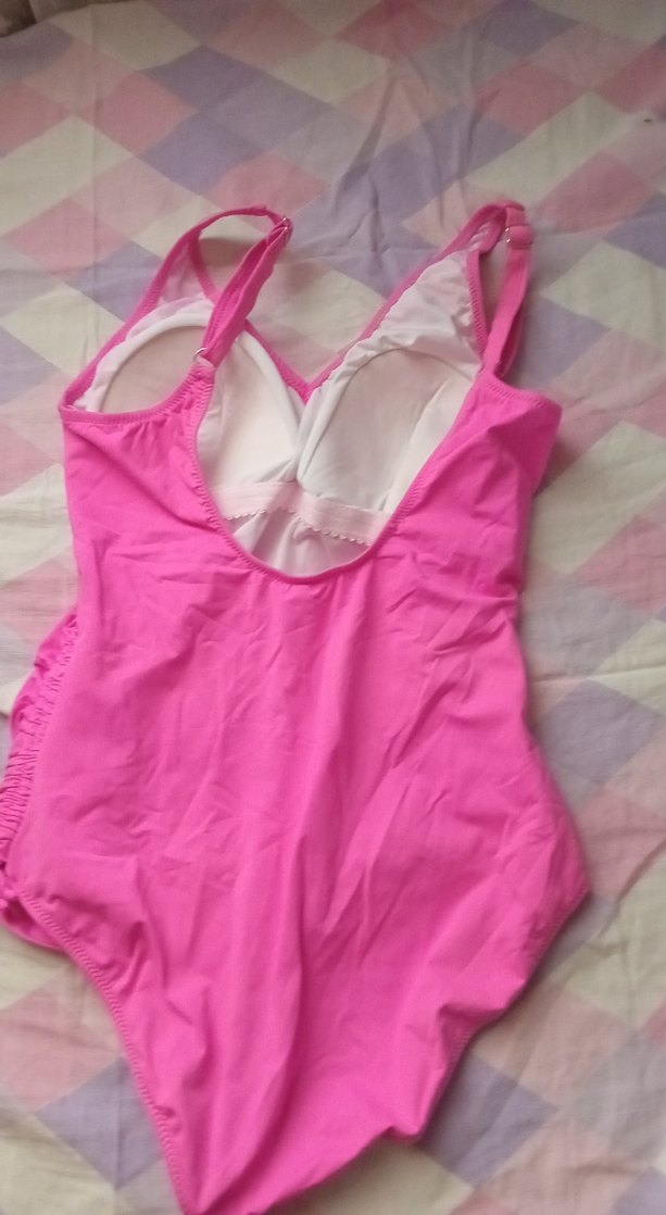 Pembe Drapeli İnce Askılı Kadın Mayo - Görsel 2