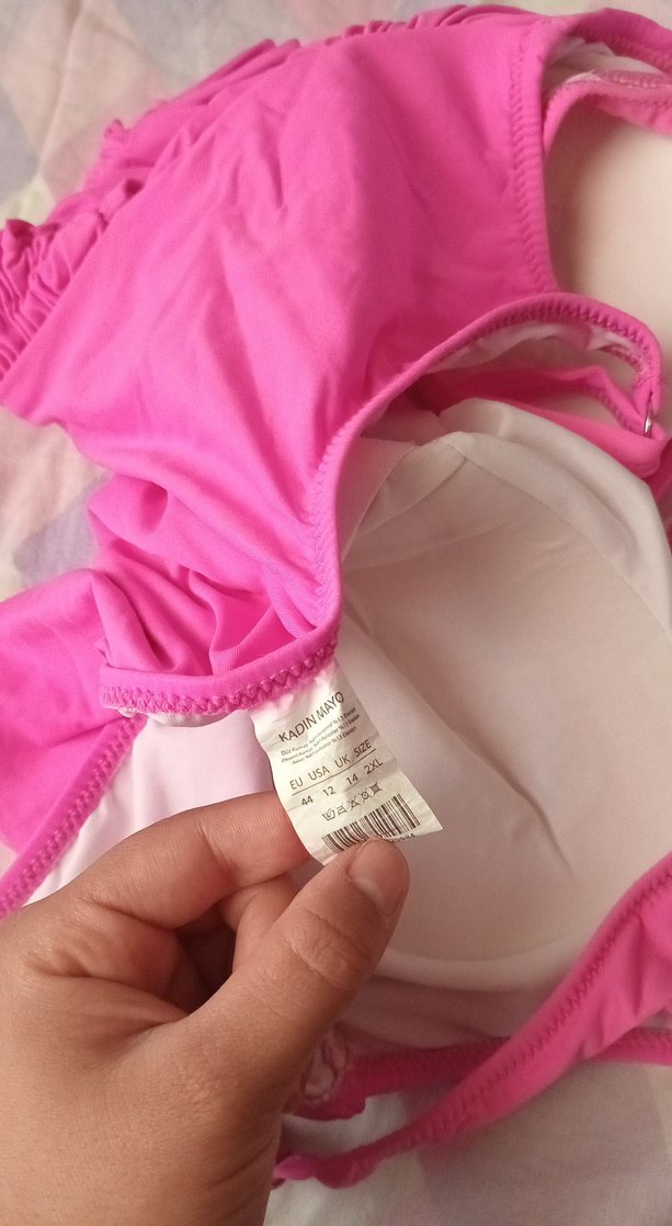 Pembe Drapeli İnce Askılı Kadın Mayo - Görsel 4